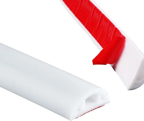 Miniatura 4 de Bloque plegable para baño, tapón de agua, tira de sellado para umbral de ducha, barrera de ducha de silicona autoadhesiva (39 pulgadas, transparente)