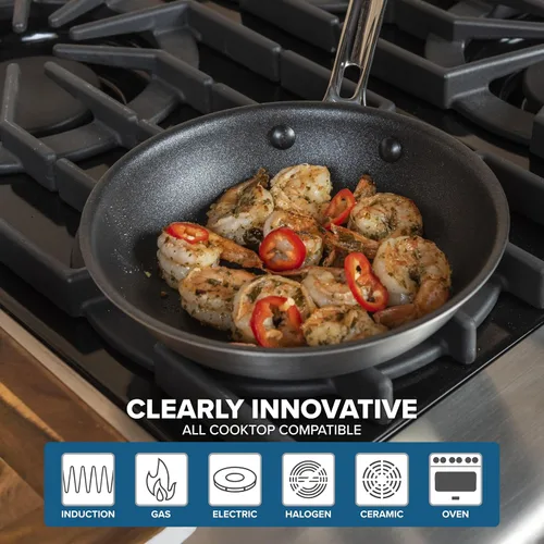 Miniatura 5 de VIKING Culinary Professional - Sartén antiadherente de acero inoxidable de 5 capas, 8 pulgadas, mango ergonómico que se mantiene fresco, apto