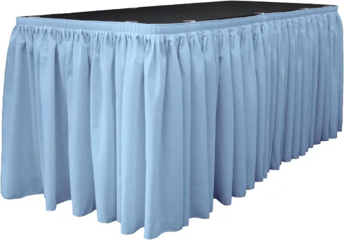 Miniatura 64 de LA Linen Falda de mesa de popelina de poliéster para mesas rectangulares, tela plisada para banquetes de boda, 14 pies por 29 pulgadas de largo