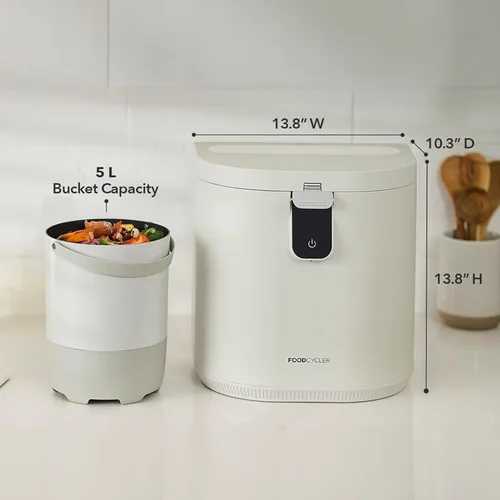 Miniatura 2 de Food Cycler Eco 5 reciclador de alimentos de cocina galardonado Alternativa a contenedor de compostaje interior Triturador eléctrico de Blanco