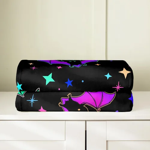 Miniatura 4 de Erosebridal Manta de murciélago de Halloween de 30 x 40 pulgadas, para todas las estaciones, con estrellas y galaxias, para niños, decoraciones