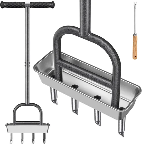 Miniatura 14 de Dolibest Aireador de césped con núcleo de perforación, herramienta de aireación manual de césped con 4 núcleos y enchufe de acero inoxidable con A