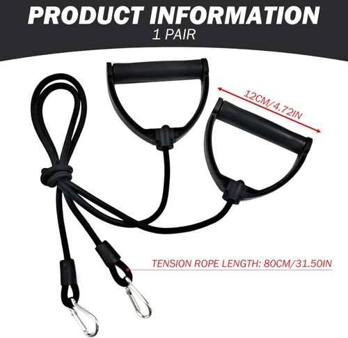 Miniatura 4 de 2 bandas de resistencia con clips, banda de resistencia fuerte con mango de ABS, bandas de ejercicio, accesorios de cable de repuesto para máquina