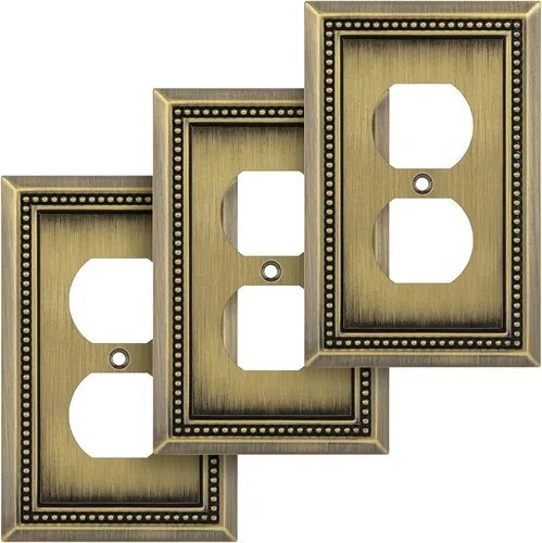 Miniatura 98 de Henne Bery Sunken Pearls - Placa de pared decorativa resistente para interruptor, cubierta para tomacorrientes (doble dúplex, níquel satinado)