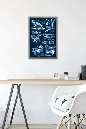 Miniatura 6 de Trends International Jurassic World: Fallen Kingdom - Póster de pared con cuadrícula, 14.725 x 22.375 pulgadas, versión enmarcada de madera