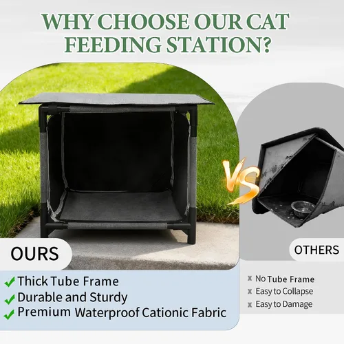 Miniatura 2 de Casa impermeable para gatos para estación de alimentación de gatos al aire libre, resistente a la intemperie, para gatos callejeros, gatos salvajes
