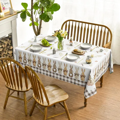 Miniatura 2 de Horaldaily Mantel de Pascua rectangular de 52 x 70 pulgadas, diseño de zanahorias de primavera, conejo, funda de mesa lavable para decoración