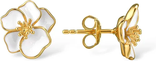 Miniatura 3 de Santuzza Aretes de oro macizo de 10 quilates con diamantes esmaltados para mujer