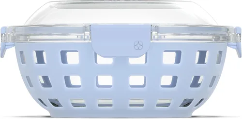 Miniatura 9 de Ello Duraglass - Recipiente de vidrio para preparación de comidas, 4 tazas, con funda de silicona y tapa de plástico hermética sin BPA, apto para 4