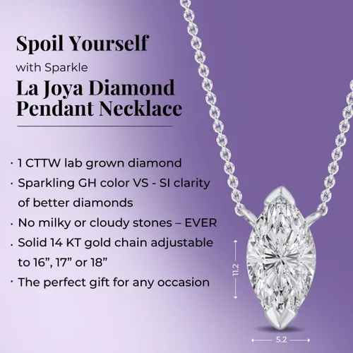 Miniatura 35 de La Joya Collares de diamantes de 1 quilate para mujer Collar de diamante solitario cultivado en laboratorio GH VS/SI Cadena de oro macizo