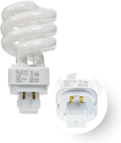 Miniatura 3 de Bombilla de luz CFL espiral de 13 vatios, T3, 4 pines, base G24Q-1, 2700K, 800lm - Luz fluorescente compacta - Luz blanca cálida, paquete de 4