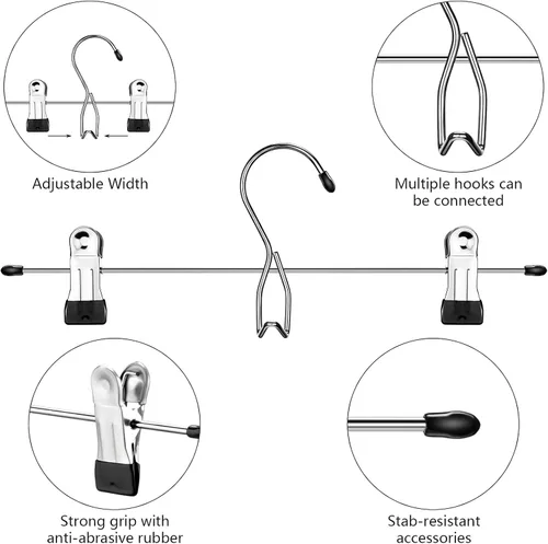 Miniatura 3 de 12 piezas de suministros de dormitorio universitario decoración falda pantalones perchas con clips resistente clip ahorro de espacio apilable añadir