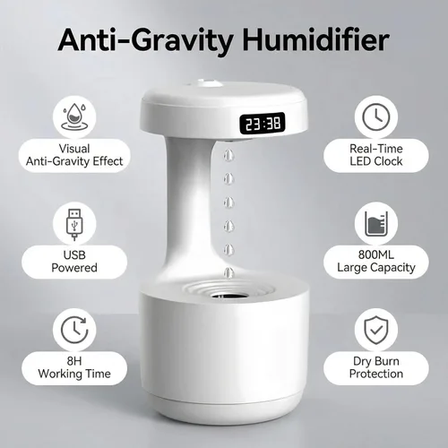 Miniatura 2 de Humidificadores para dormitorio, humidificador de aire de niebla fría de 27.1 fl oz, humidificador digital antigravedad con pantalla LED, control