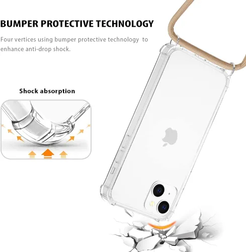 Miniatura 5 de Funda cruzada para iPhone 13 Mini, transparente, ajustable, para el hombro, correa de cordón, para mujeres y niñas, funda protectora delgada suave