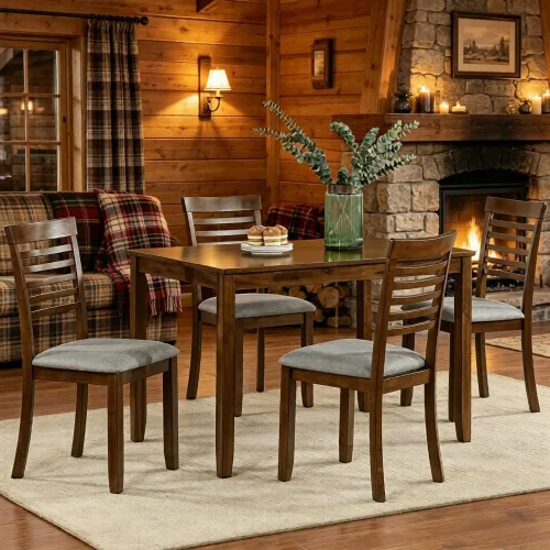 Miniatura 25 de LUMISOL Juego de mesa de comedor de 5 piezas con 4 sillas, juego de mesa de cocina de granja para lugares pequeños, cocina, comedor, negro y roble