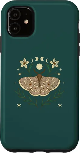 Funda para iPhone 11 Cottagecore Moth & Moon Phases, bruja gótica, Pagan Wiccan