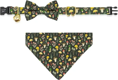Miniatura 30 de Ultra Joys Collar de gato con campanas - Separable para gatitos y gatos - Estampado a cuadros naranja pequeño Solo cuello a cuadros