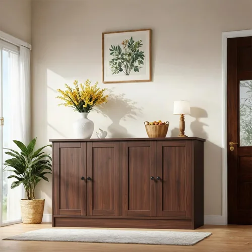 Miniatura 10 de holzart Armario de almacenamiento de buffet negro con 4 puertas, gabinete de barra de café de 49 pulgadas de ancho, aparador de buffet de cocina