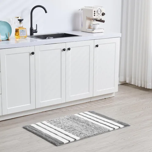 Miniatura 5 de CozeCube Alfombras de baño para baño antideslizantes, alfombra de baño de microfibra absorbente esponjosa lavable, alfombras de baño estéticas, Gris