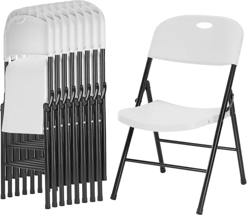 Miniatura 11 de Paquete de 2 sillas plegables de plástico resistente, sillas plegables de capacidad de 450 libras para interiores y exteriores, asientos portátiles