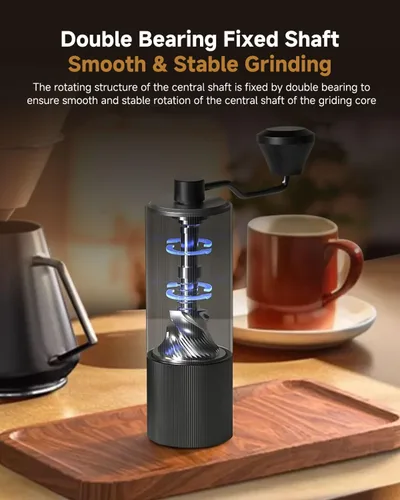 Miniatura 5 de Molinillo de café manual, molinillo de café de mano con 30 ajustes ajustables, fresas cónicas de espresso de acero inoxidable CNC 420, diseño