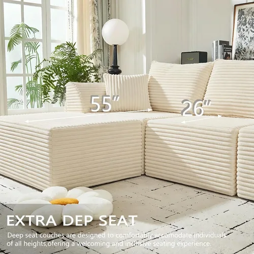 Miniatura 8 de Sofá seccional deshuesado de 130 pulgadas, moderno sofá modular con soporte, sala de estar, apartamentos, dormitorio, no requiere montaje, sofá