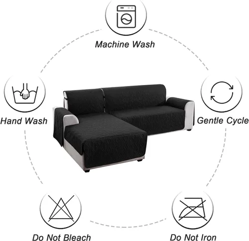 Miniatura 9 de Genina Fundas de Sofá Seccional para Perros Fundas de Sofá en Forma de L Funda de Chaise Lounge Funda de Sofá Reversible Protector de Muebles Beige