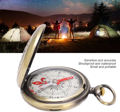 Miniatura 3 de Brújula de latón senderismo durable a prueba de golpes impermeable herramienta de navegación para acampar al aire libre caza supervivencia J35