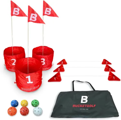Miniatura 7 de bucketgolf Juego Original de Viaje de 3 Hoyos – Juego de Golf #1 para Patio Trasero para Adultos. Ideal para Patio, Playa, Parque, Campamento