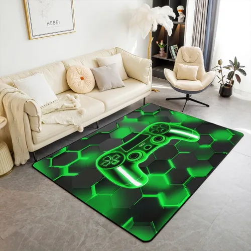 Miniatura 31 de Feelyou Alfombra de sala de estar, 3 x 5 pies, diseño geométrico para niños, diseño moderno a rayas, para interiores, antideslizante, con diseño