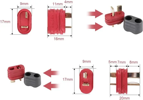 Miniatura 8 de Amass - 10 pares de conectores en T actualizados de la funda Deans Conector Deans Plug para piezas RC (10 pares de enchufe en T)