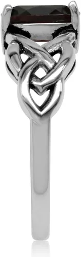 Miniatura 3 de Silvershake - Anillo de plata de ley 925 con piedra de nacimiento ovalada de 8 x 6 mm, acabado antiguo o chapado en oro amarillo, con nudo celta