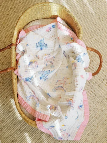 Miniatura 4 de Jay & Ava Manta de muselina de 42 x 42 pulgadas, manta de algodón suave para niño, manta de cama de 4 capas para cuna, manta de recepción grande