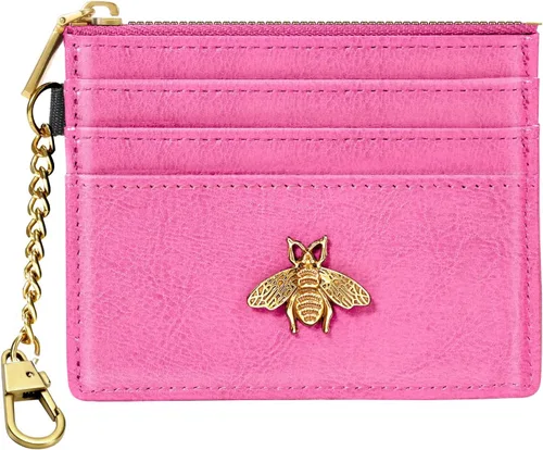 Miniatura 75 de SEAVILIA Tarjetero llavero cartera para mujer con ventana de identificación RFID monedero regalo abeja delgada minimalista pequeña cartera