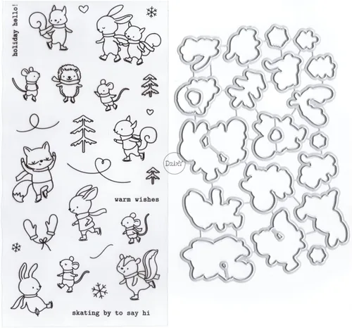 Miniatura 5 de DzIxY Juego de sellos transparentes de animales de árbol de Navidad y troqueles de corte de metal para hacer tarjetas, álbumes de recortes