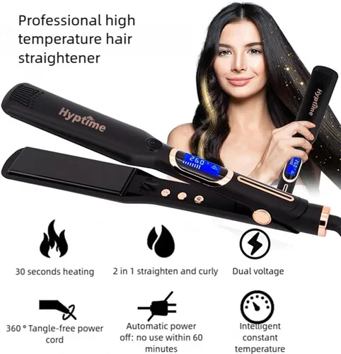 Miniatura 6 de Plancha plana de titanio con pantalla digital para controlar con precisión la temperatura, 1 pulgada para cabellos gruesos y rizados, profesional