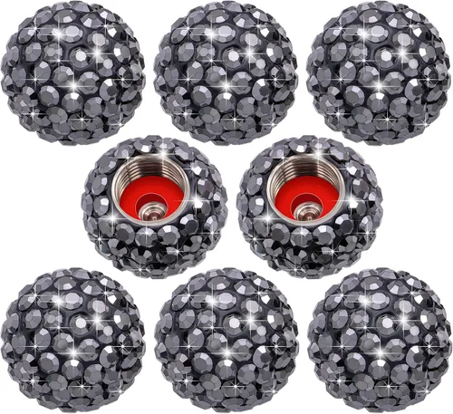 Miniatura 21 de 4 piezas de tapas de vástago de válvula de neumático con cristal brillante de diamante, tapas de válvula de neumático de rueda de coche con brillo