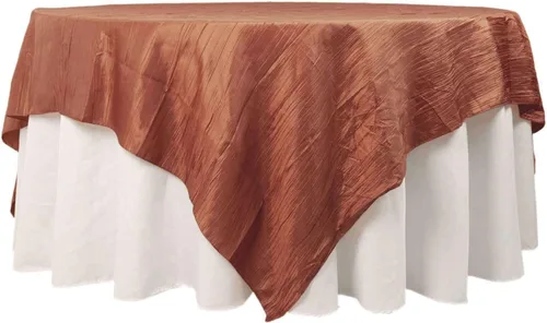 Miniatura 30 de Efavormart - Mantel cuadrado de tafetán arrugado de acordeón beige de 72 x 72 pulgadas