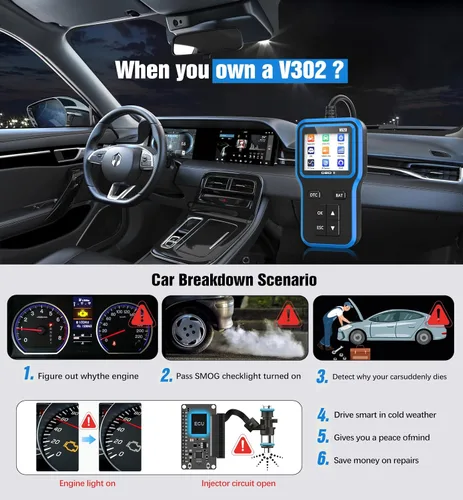 Miniatura 4 de Escáner OBD2 con batería de actualización y probador - Herramienta de diagnóstico para autos que comprueban la luz del motor y la preparación