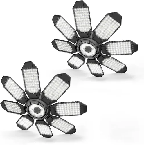 Miniatura 12 de Luz LED de garaje – Bombilla de garaje de 160 W, 64000 lúmenes, 6500 K, iluminación de garaje súper brillante con 6 paneles deformables, luces