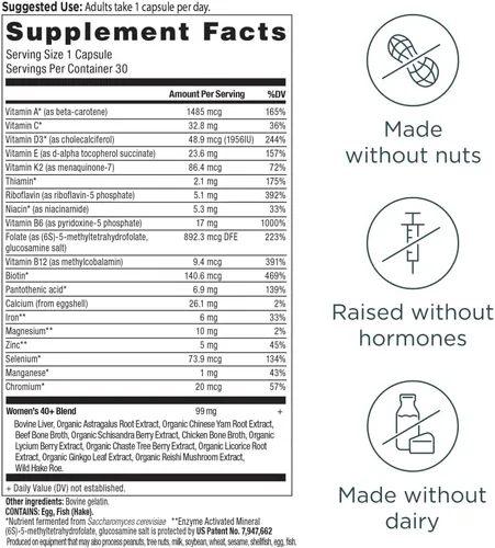 Miniatura 2 de Ancient Nutrition Multivitamínico para mujeres, Ancient Multi Women's 40+ Suplemento vitamínico una vez al día, vitamina B, vitamina C y vitamina