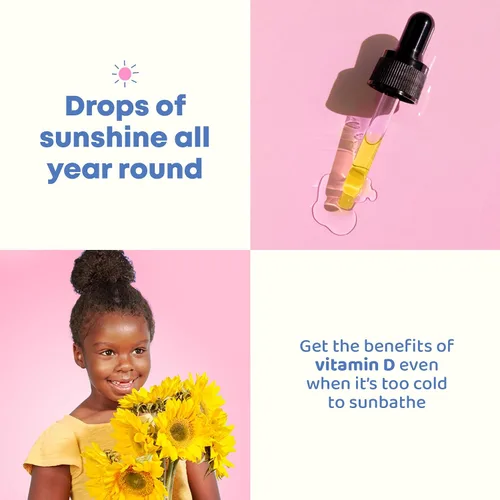 Miniatura 4 de JoySpring Vitamina D3 Kids Drops con K2 – Suplemento líquido para absorción de calcio y salud articular – 360 porciones (2 fl oz) – Vitamina D