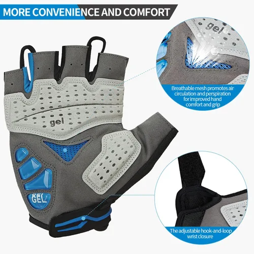 Miniatura 3 de Souke Sports Guantes de ciclismo para hombre con almohadillas de gel, guantes de bicicleta de medio dedo, ligeros, antideslizantes, absorben