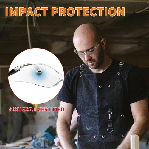 Miniatura 5 de VICOGARD - Paquete de 2 lentes de seguridad transparentes de alta calidad para hombres y mujeres con lentes envolventes antivaho y resistentes a