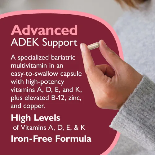 Miniatura 8 de Celebrate Vitamins Multi ADEK - Multivitamínico bariátrico sin hierro, cápsulas vegetales fáciles de tragar para pacientes con interruptor duodenal