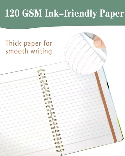 Miniatura 4 de Cuaderno de espiral A5, lindo cuaderno para mujeres y hombres, cuaderno de tapa dura con rayas universitarias para trabajo y toma de notas, 60