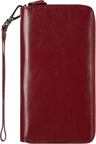 Miniatura 36 de Lavemi Pequeña cartera compacta para mujer, con bloqueo RFID, de piel auténtica, plegable, con ventanas de identificación
