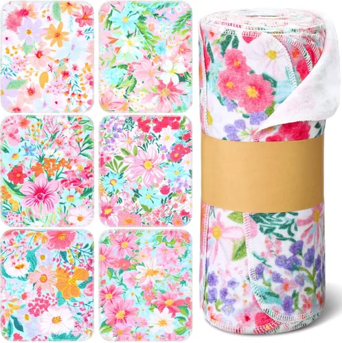 Paquete de 36 paños de limpieza reutilizables de algodón lavables de flores brillantes para el hogar (color nitid)