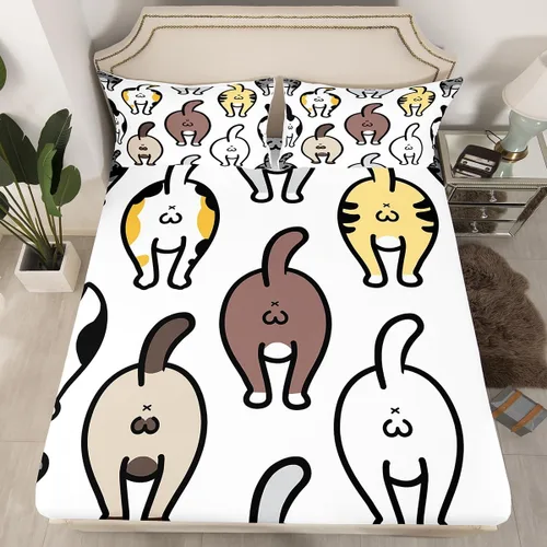 Miniatura 12 de Manfei Juego de sábana bajera de camuflaje de animales marinos, 2 piezas, diseño de camuflaje de tiburones y ballenas, con 1 funda de almohada