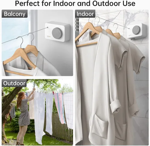 Miniatura 3 de Mbillion Tendedero Retráctil de 13.8 Pies de Servicio Pesado Línea de Secado de Ropa para Interiores y Exteriores Retráctil para Colgar Ropa